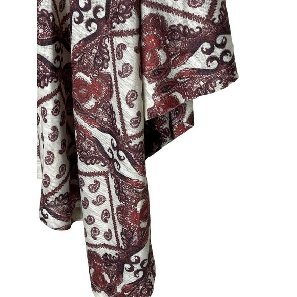 ASOS Brown Red Paisley Poncho Blouse Size 14 Boho Fall - Picture 5 of 8